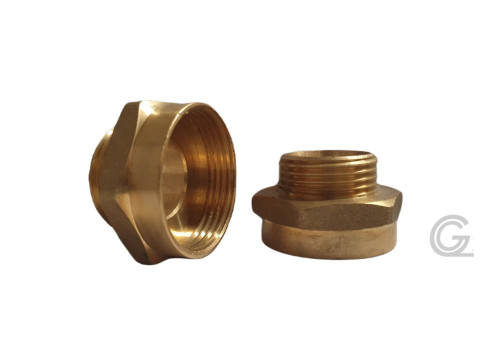 Brass double nipple, reduced M/F